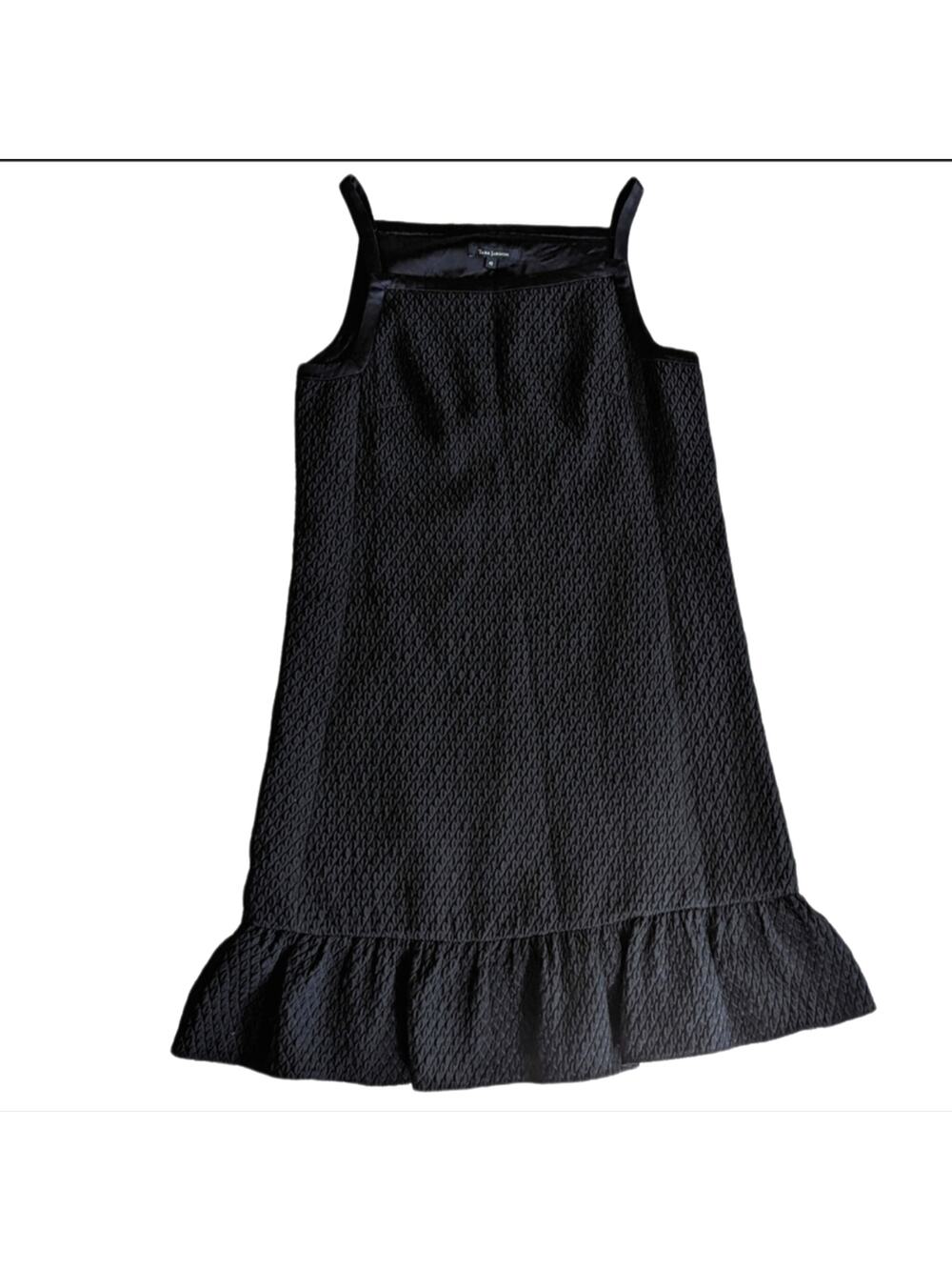 Tara Jarmon Designer Lux Wool Blend Quilted Ruffle Hem Flounce Tank Dress
